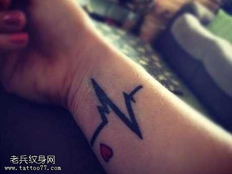 手臂心电纹身图案