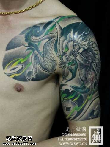 半胛绿麒麟纹身图案