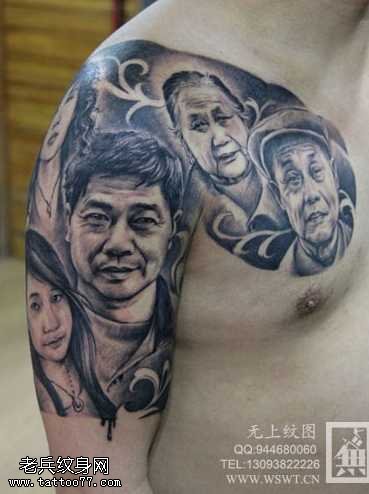 半胛家人肖像纹身图案