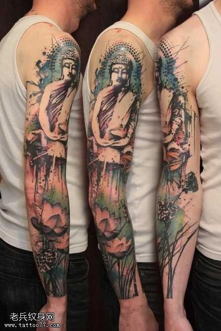 手臂抽象佛祖纹身图案
