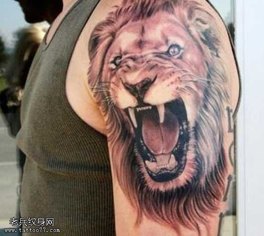 胳膊王者狮子纹身图案