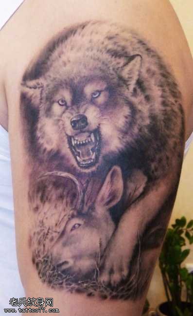 胳膊恶狼纹身图案