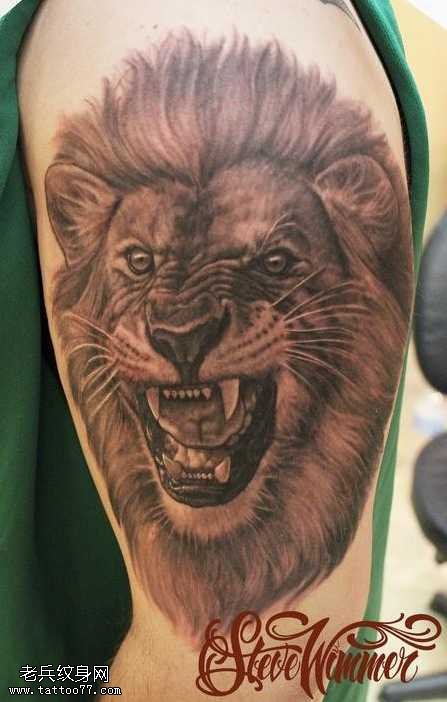 提醒警觉狮子纹身图案