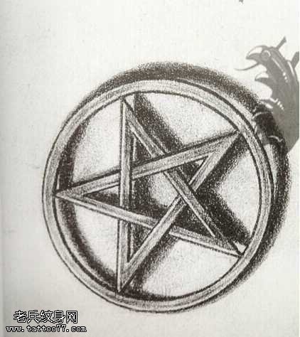 手稿五星纹身图案