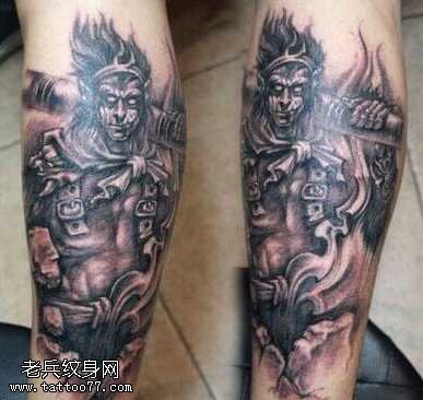 腿部魔道孙悟空纹身图案