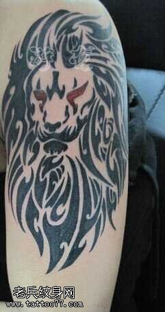 胳膊狮子图腾纹身图案