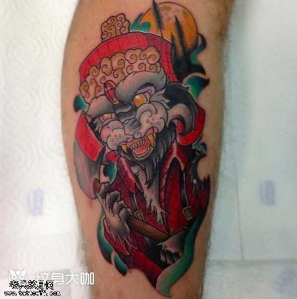 红狮子纹身图案