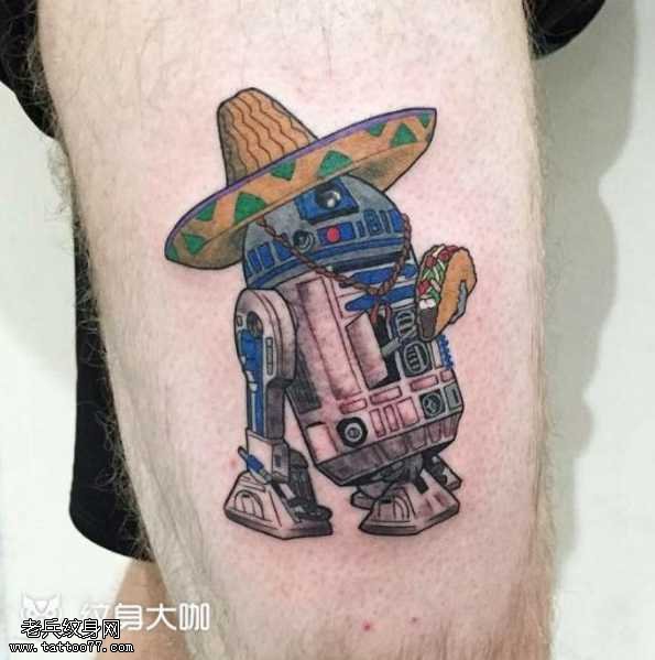 腿部机器纹身图案