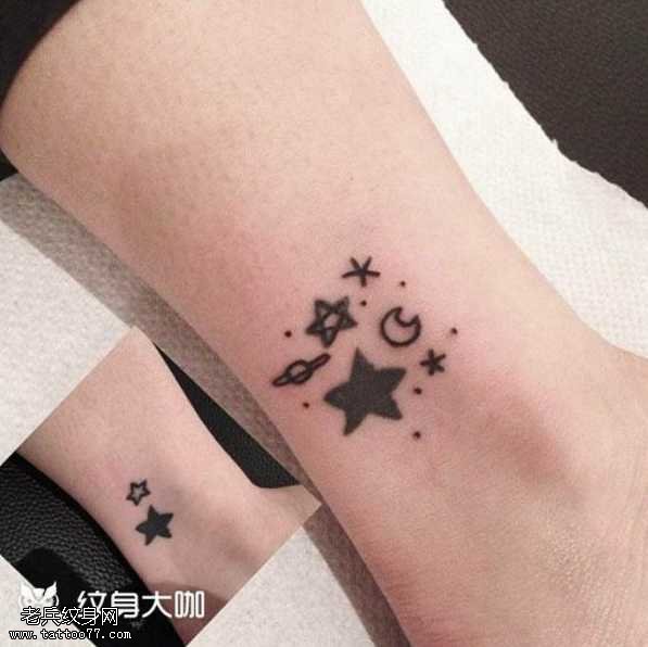 腿部宇宙未知纹身图案