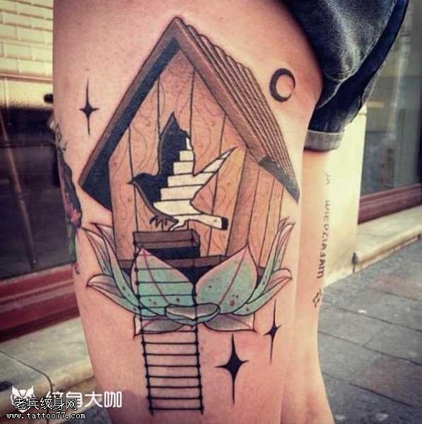 腿部房机械纹身图案