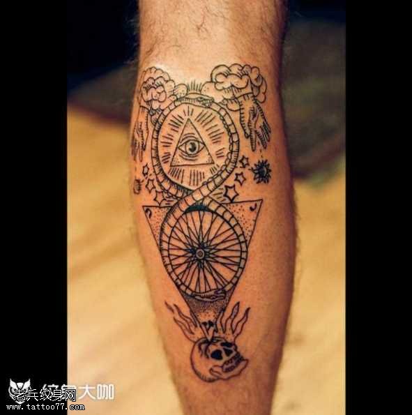 腿部线条纹身图案