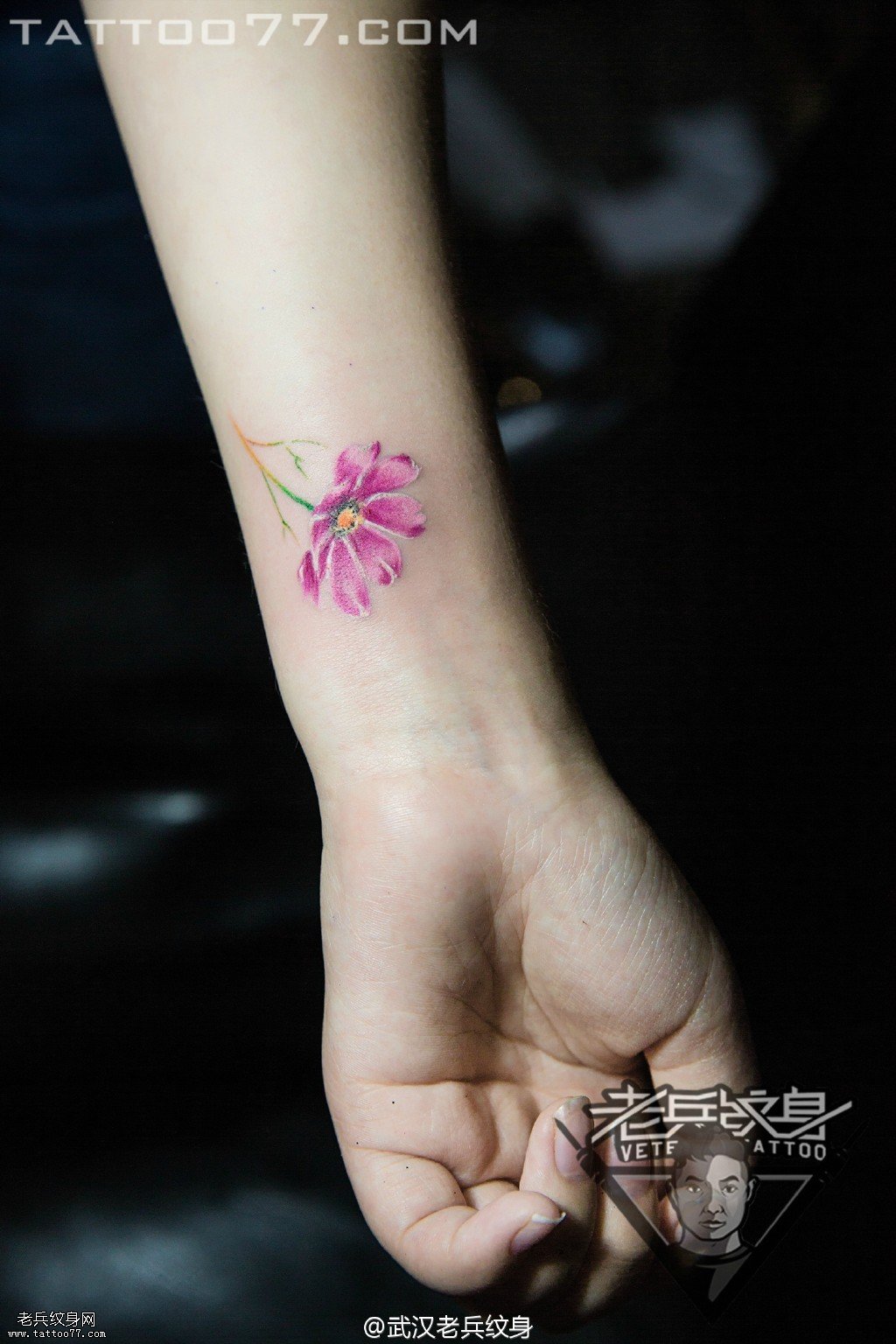 手腕小雏菊纹身图案作品