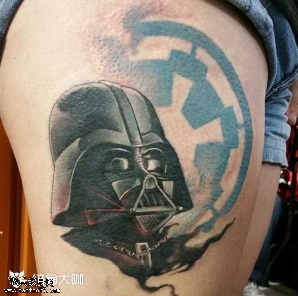 腿部星球大战面具纹身图案