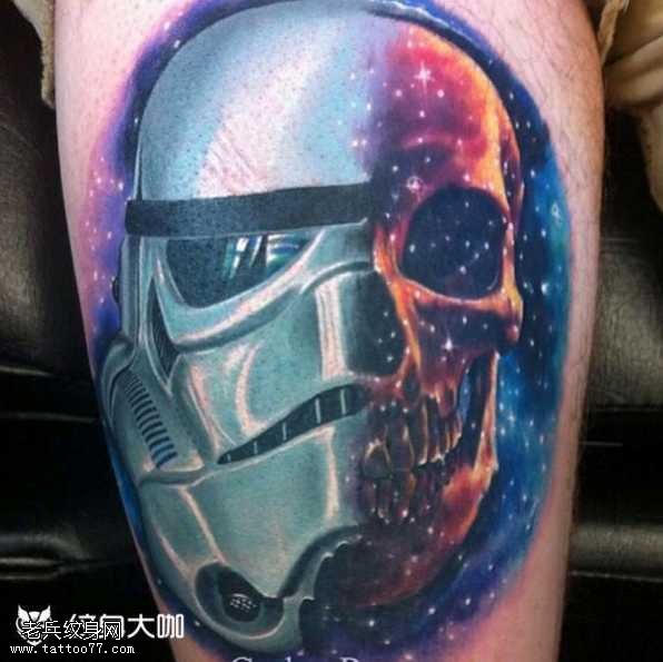 腿部星战骷髅纹身图案