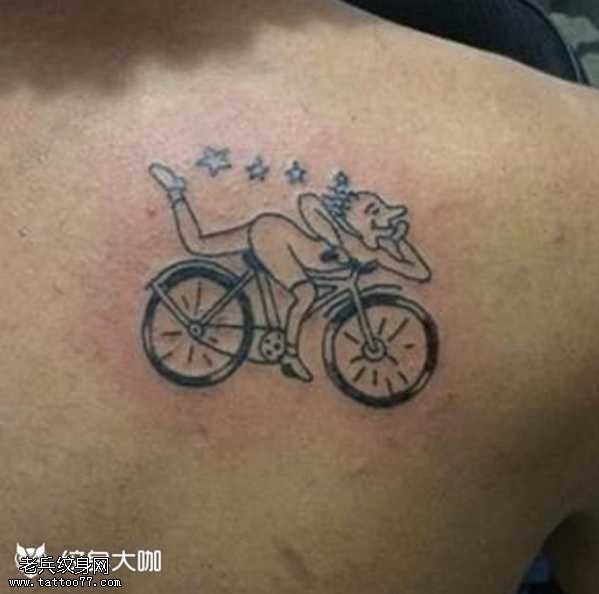自行车女孩纹身图案