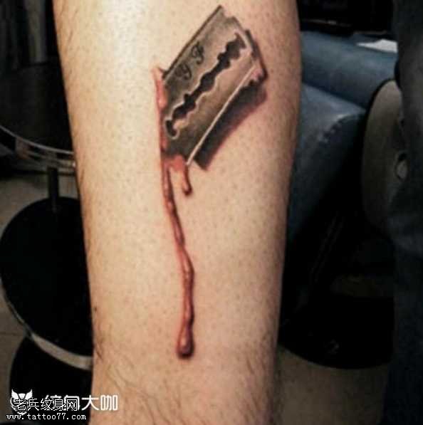 腿部砍针纹身图案