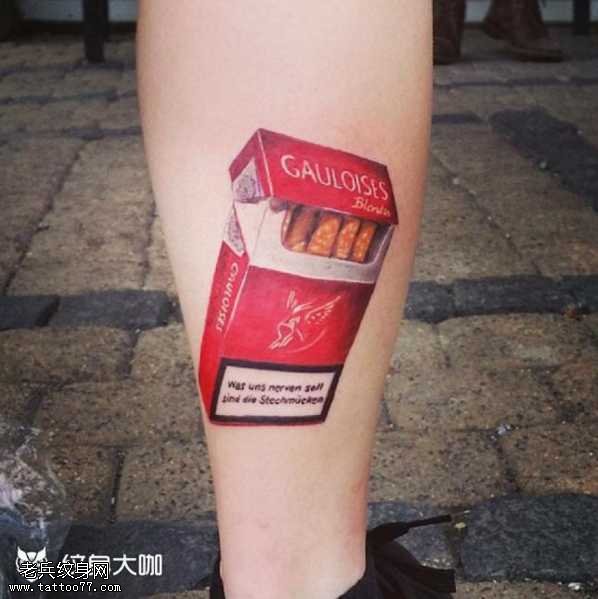 腿部烟纹身图案