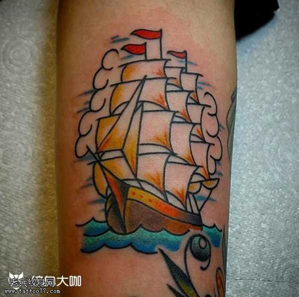 帆船纹身图案
