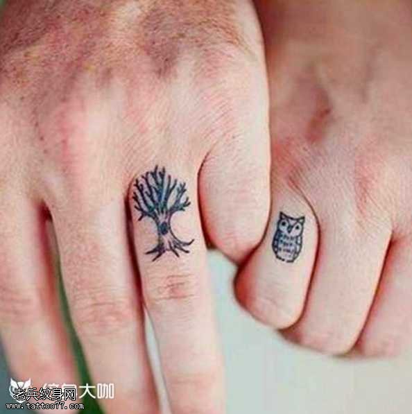 手指树木纹身图案