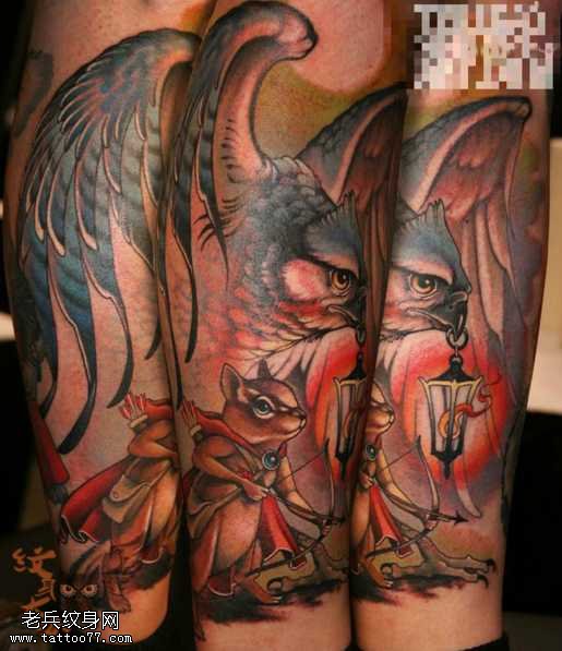 老鼠猫头鹰纹身图案