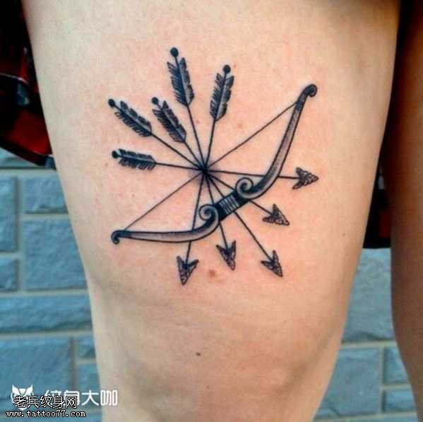 腿部箭纹身图案