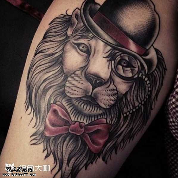 腿部狮子纹身图案