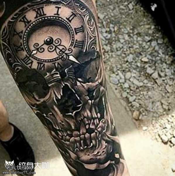 腿部表骷髅纹身图案