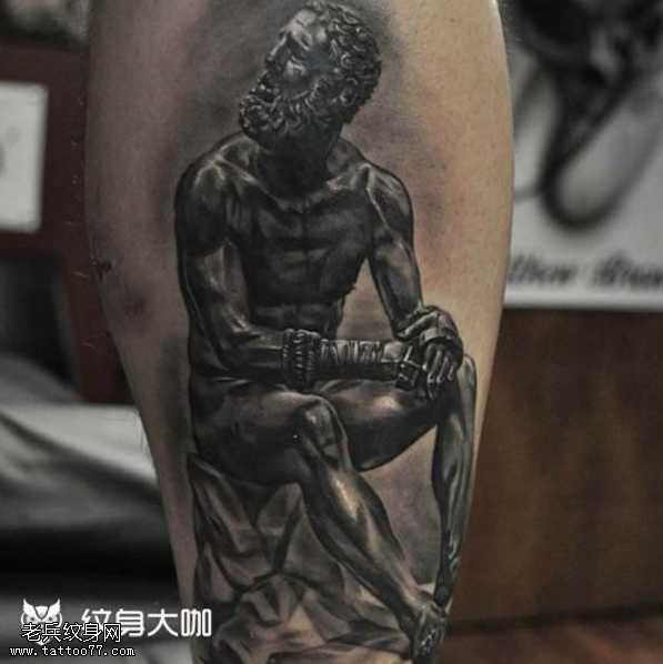 腿部石像纹身图案