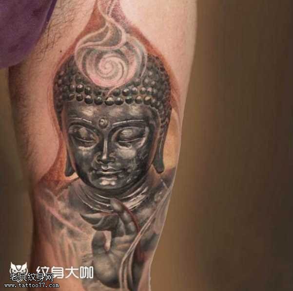 腿部佛纹身图案