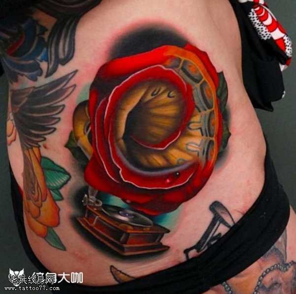 音乐之玫瑰纹身图案