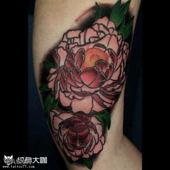 粉牡丹花纹身图案