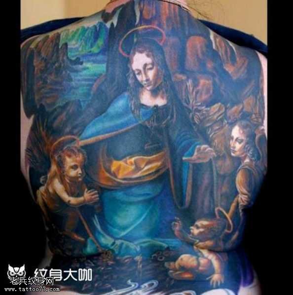 背部圣母纹身图案