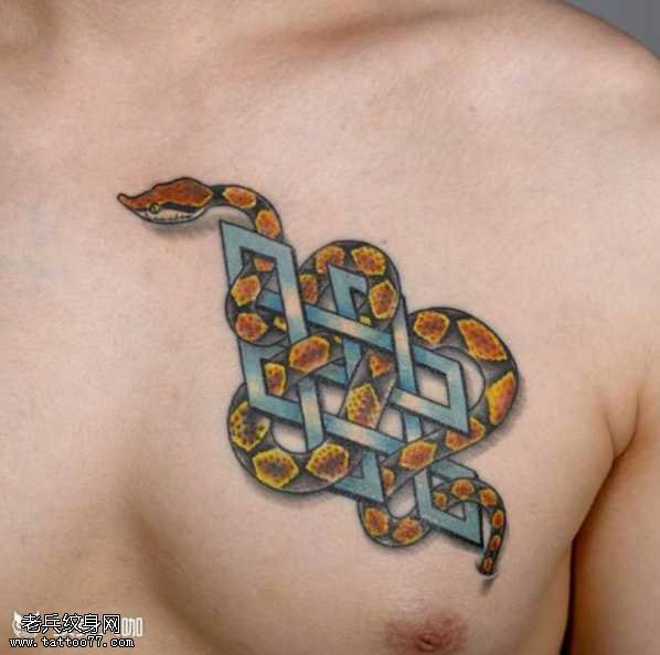 胸部蛇纹身图案