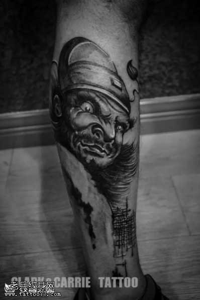 腿部钟馗纹身图案