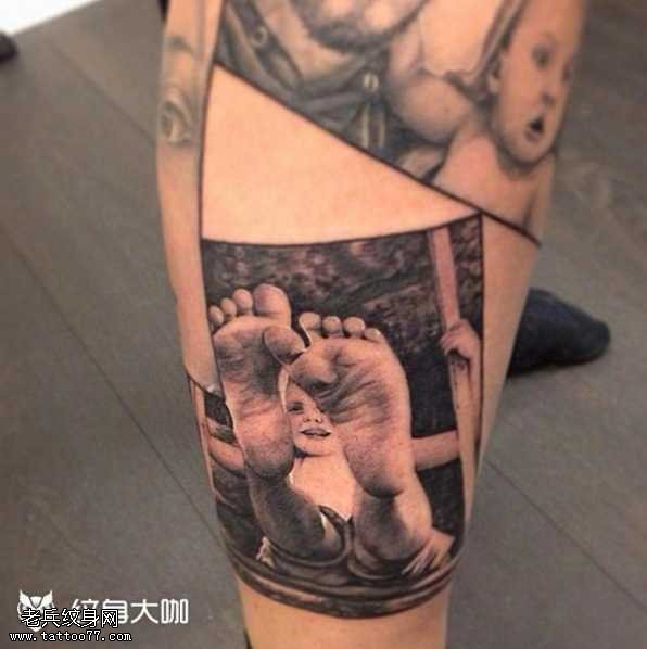 腿部未出生小孩纹身图案