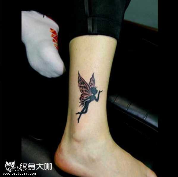 腿部小精灵纹身图案