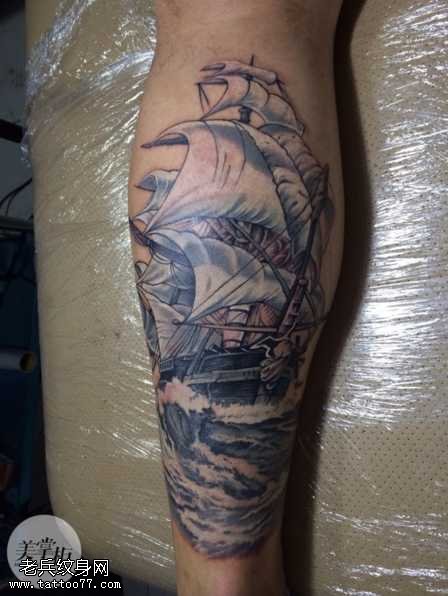 帆船纹身图案