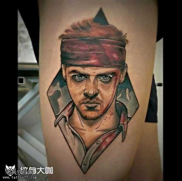 腿部海盗纹身图案