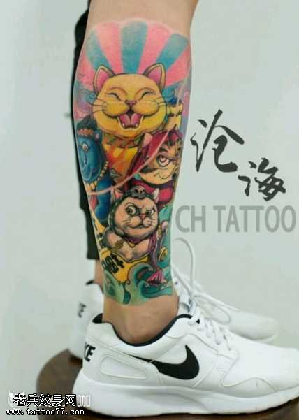 招财猫纹身图案