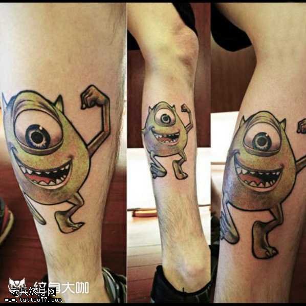 腿部小怪兽纹身图案