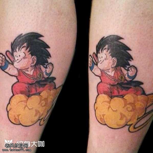 腿部小孩龙珠纹身图案
