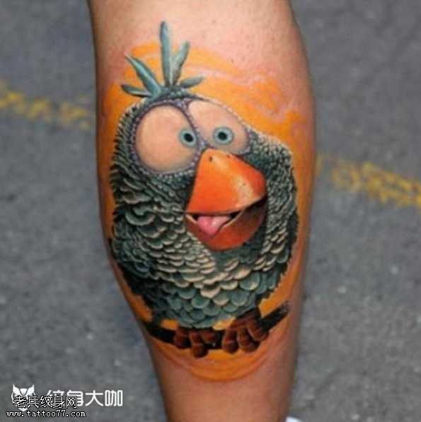 腿部怪兽纹身图案