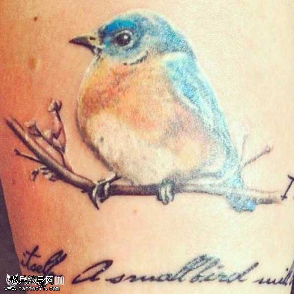 腿部小鸟纹身图案