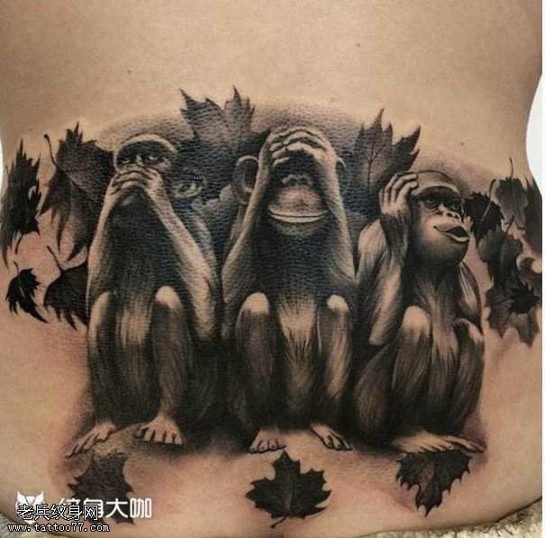 腰部猩猩纹身图案