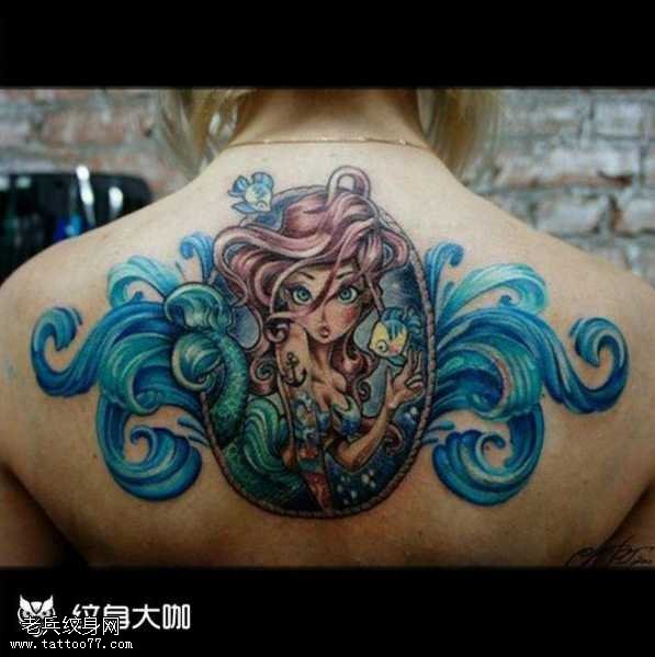 背部美人鱼纹身图案