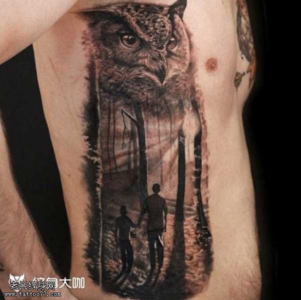 逼真猫头鹰眼纹身图案