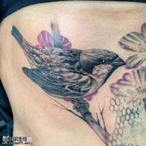 背部小鸟纹身图案