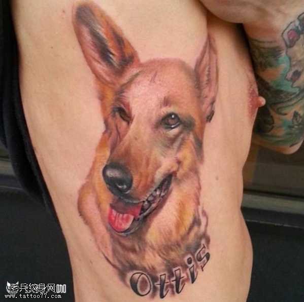 腰部狗纹身图案