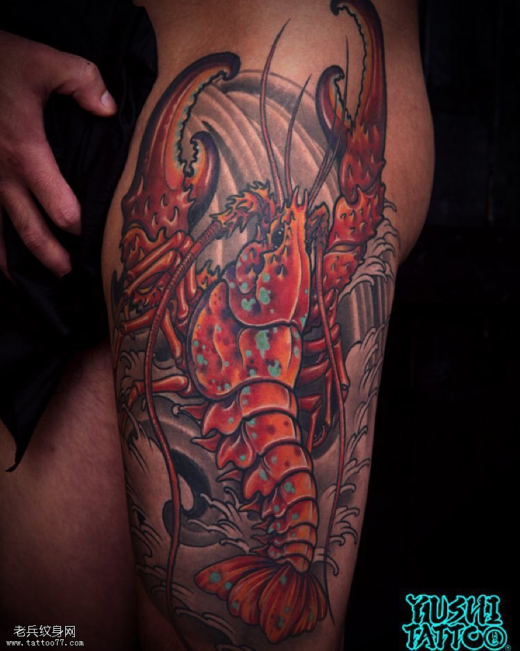 大腿龙虾纹身图案