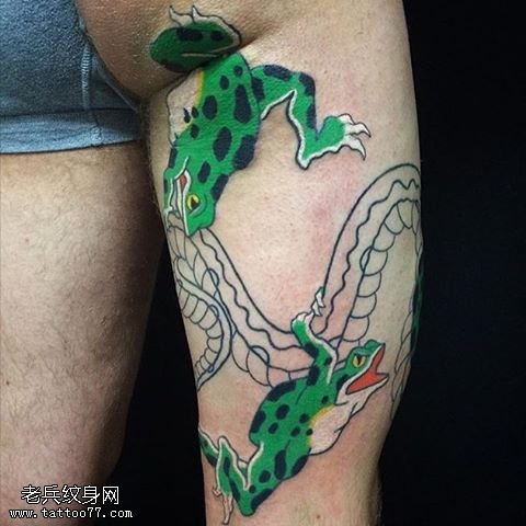 大腿青蛙纹身图案